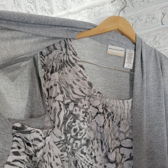 Alfred Dunner Womens Top 3X Plus 3/4 Sleeve Gray Floral Poly Blend Career FLO89E - Picture 5 of 10